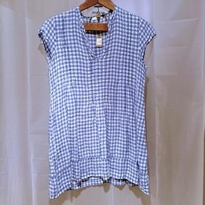 CP Shades LINEN  Regina tunic dress in gingham NAVY